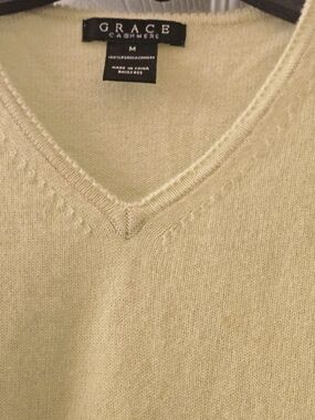 Grace V-Neck Pure 100% Cashmere Luxury Sweater Old Money Preppy 3/4 Sleeve M
